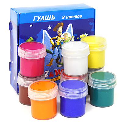 Гуашь BOOM "Buzz & Woody", 9 цветов Изготовитель: Украина Состав 9 красок инфо 93b.