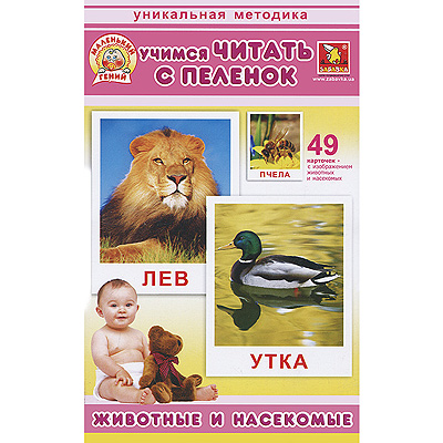 Набор обучающих карточек "Животные и насекомые" карточек, инструкция на русском языке инфо 1573b.