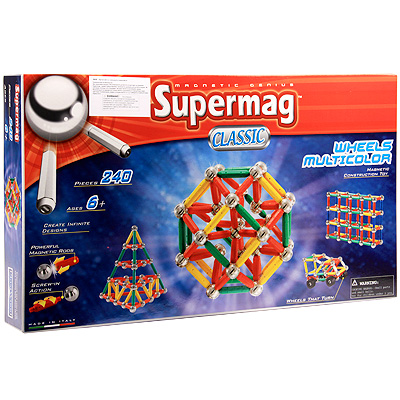 Магнитный конструктор "Supermag Classic: Wheels Multicolor", 240 элементов см Состав 240 элементов конструктора инфо 1664b.