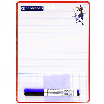 Доска для рисования "Centropen", 2 маркера и стирающая салфетка рисования, 2 маркера, стирающая салфетка инфо 5437e.