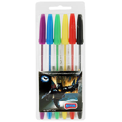 Набор шариковых ручек BOOM "The Dark Knight", 6 цветов Состав 6 цветных шариковых ручек инфо 5848e.