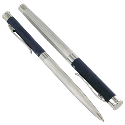 Набор ручек "Regal" Цвет: серебристо-синий 1 ручка роллер, подарочный футляр инфо 5869e.