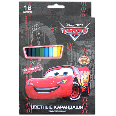 Набор цветных карандашей "Cars", 18 цветов см Состав 18 цветных карандашей инфо 5921e.