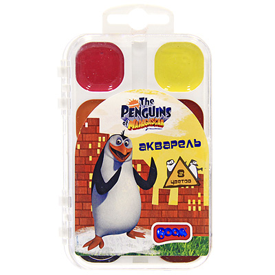 Акварельные краски BOOM "The Penguins of Madagascar", 8 цветов Изготовитель: Украина Состав 8 красок инфо 5982e.