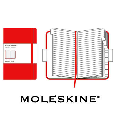 Записная книжка Moleskine, "Classic" (с алфавитом, A-Z), Pocket, красная оказывается в руках людей неординарных инфо 6094a.